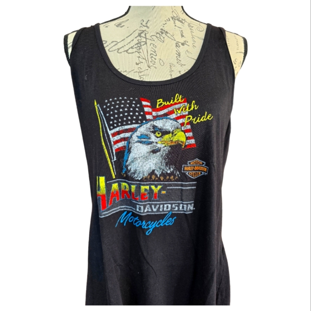 Harley-Davidson Eagle Graphic Black Scoop Neck Tank Top 2XL